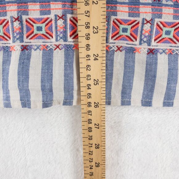 Artisan NY Tank Top Womens Medium 100% Linen Embroidered Striped Breathable - Picture 7 of 10